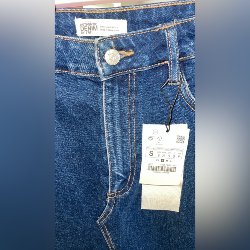 Zara Blue Denim Midi Skirt with Front Slit - Picture 3 of 5